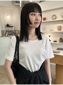 顔周りカット／姫カット／切りっぱなしミディアム／暖色カラー