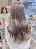 ハッシュカットミディアムレイヤーカットヘーゼルグレージュ韓国