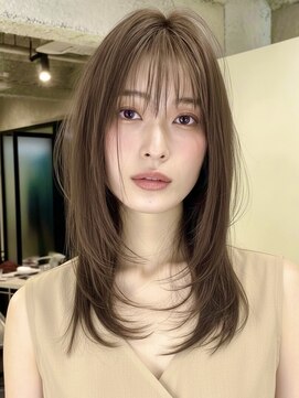 エン 稲毛(enn.) 大人ガーリー/ダークアッシュ/ミディアムレイヤーカット/稲毛