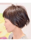 大人のガーリーショートボブマッシュショートワイドバング
