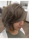 フェミニン×アッシュグレーショートボブ