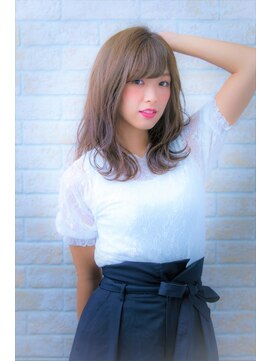 ヘアーアートシフォン 池袋西口店(Hair art chiffon) 斜めバングクラシカルワンレンセンターパート厚めバングボルドー