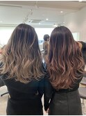 寒色と暖色バレイヤージュ