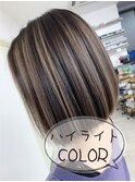 ボブ×ハイライトカラー