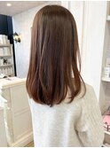 福山市美容室Caary美髪ナチュラルストレート柔らかブラウン