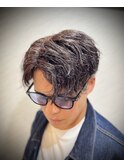 緩めパーマメンズマッシュウルフカットツイスパ/田町/バーバー