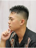 シャギーフェードアシメアップバングメンズベリーショート