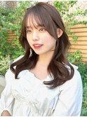 20代30代40代◎前髪パーマ韓国風巻きくすみベージュお団子ヘア