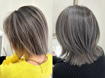 ヘアーバイフォーク 琴似店(Hair by VORK)の写真/《琴似/札幌/美容室》大人女性の白髪ぼかしハイライト～バレイヤージュ＊白髪を活かした透明感カラー！