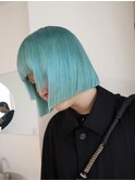 ミントグリーン/イメチェン/ホワイトブロンド/外ハネボブ/美髪/