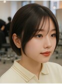 韓国風ボブ 顔まわりレイヤー ベージュカラー 髪質改善 韓国風