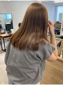 ブリーチなしダブルカラー赤み消しベージュ＊艶髪ストレートヘア