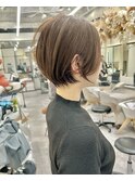 大人可愛い20代30代40代黒髪前下がりショートボブ丸みショート◎