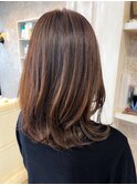 福山美容室Caaryショコラブラウンミディアムロング20代30代40代