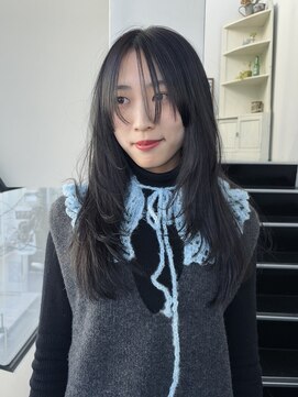 グレージュ×シャギーレイヤー/ダブルカラー/グレーブラウン