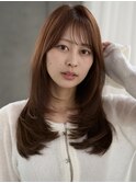 レイヤーロング前髪カットレイヤーカットデザインカラー