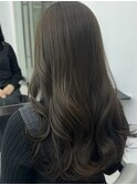 ◎小顔前髪顔まわりオリーブグレージュレイヤーロングミディアム