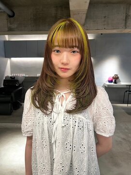 リール(rire) rireイメチェン前髪アンブレラカラーこなれミディウェーブパーマ