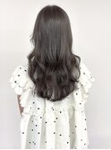 暗髪グレージュ/ブリーチなし/透け感グレージュ