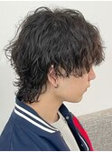 ミディアム マッシュウルフ ナチュラルパーマ 束感
