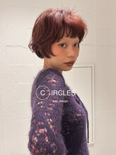 サークル(CIRCLES)&nbsp;パーマショート　×   ワインレッド