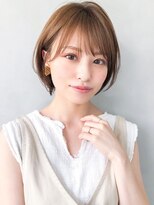大人かわいい前髪 ココアブラウン フリンジウェーブ 薄めバング