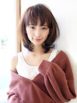 髪質改善ココアブラウン大人ハイライト前髪　用賀