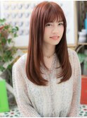 大人かわいいチェリーピンク外国人風ロングc5戸頭20代30代40代