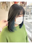 インナーカラー ダークグレー×インナーブルー 上本町