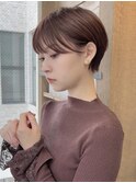 フェミニンで可愛いチェリーブラウンイメチェンショートボブ