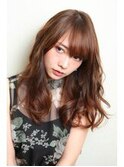 大人かわいい/レイヤーロング/グレーベージュ/前髪パーマ/幡ヶ谷