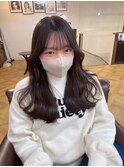 顔周りカット 前髪ぱっつん 顔周りストレート