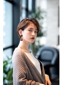 大人かわいい前髪セシルカットココアブラウンフリンジウェーブ