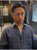 大人外国人風メンズ七三サイドパートフェード：大村　大心