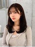 大人かわいい ミディアムレイヤー 顔周りカット【肥田亜沙美】