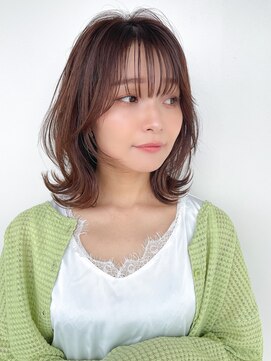 シェル 津山の手店(shel) 顔まわりレイヤー&くびれミディアム透け感外はね小顔カット