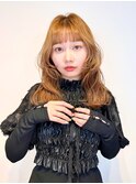 顔まわりレイヤー/セミロング/ぱっつん前髪
