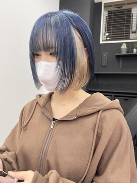 チュダック(ChuDuck) 韓国風《ネイビー×ホワイト》ブリーチケアブリーチダブルカラー