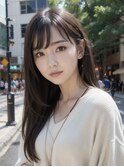 大人可愛い艶髪秋色カラーくすみベージュくびれロングレイヤー