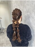 【別府　ランガリ】ヘアセット、編みおろしツインポニー