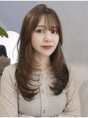 【kumu】韓国風/レイヤーカット/透明感/ロング/艶感/グレージュ