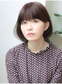 20代30代40代重め前髪似合わせ小顔カット暖色耳掛け内巻きボブ