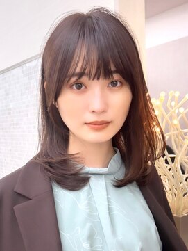 アンフィニー 銀座(ANFINI) 内巻き/レイヤー/セミロングレイヤー/鎖骨下/前髪カット/小顔