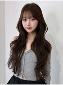 ロングレイヤーカット/ハッシュカット/ベージュカラー/髪質改善