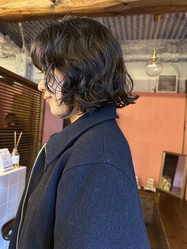 ボブパーマドライパーマボブ前髪パーマ黒髪パーマ