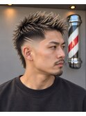 ソフトモヒカン｜バーストフェード×ライン｜ブリーチハイライト