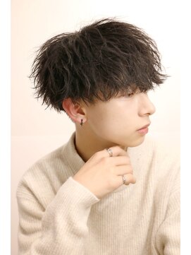 ネイビー(NAVY) フェザーツイスト 無造作 マッシュ ツイスト