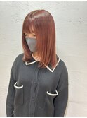 ブリーチ無しダブルカラーレッドブラウンエアリーロング美髪池袋