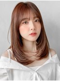 美髪愛され20代30代40代◎エアリーカール前髪デザインカラー