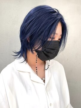 ギークス(GEEKS) 【GEEKS渋谷】ネイビー/ウルフボブ/ミディアムレイヤー/冬カラー